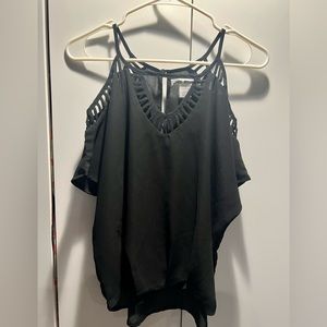 Say What? Black cold shoulder blouse